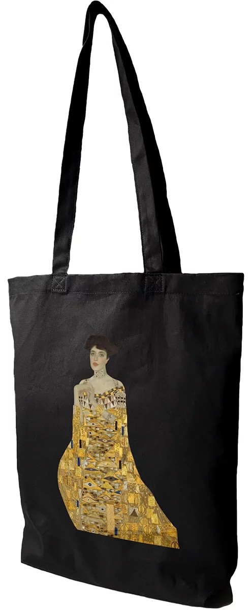 Torba bawełniana Złota Adela Gustav Klimt, Czarna