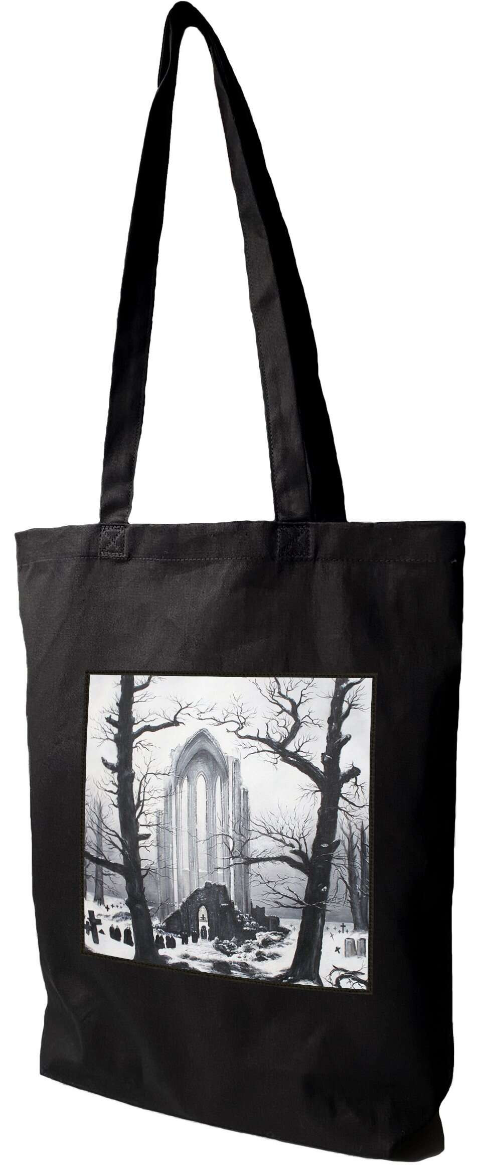 Torba z naszywką Cmentarz w śniegu Caspar David Friedrich, Czarna