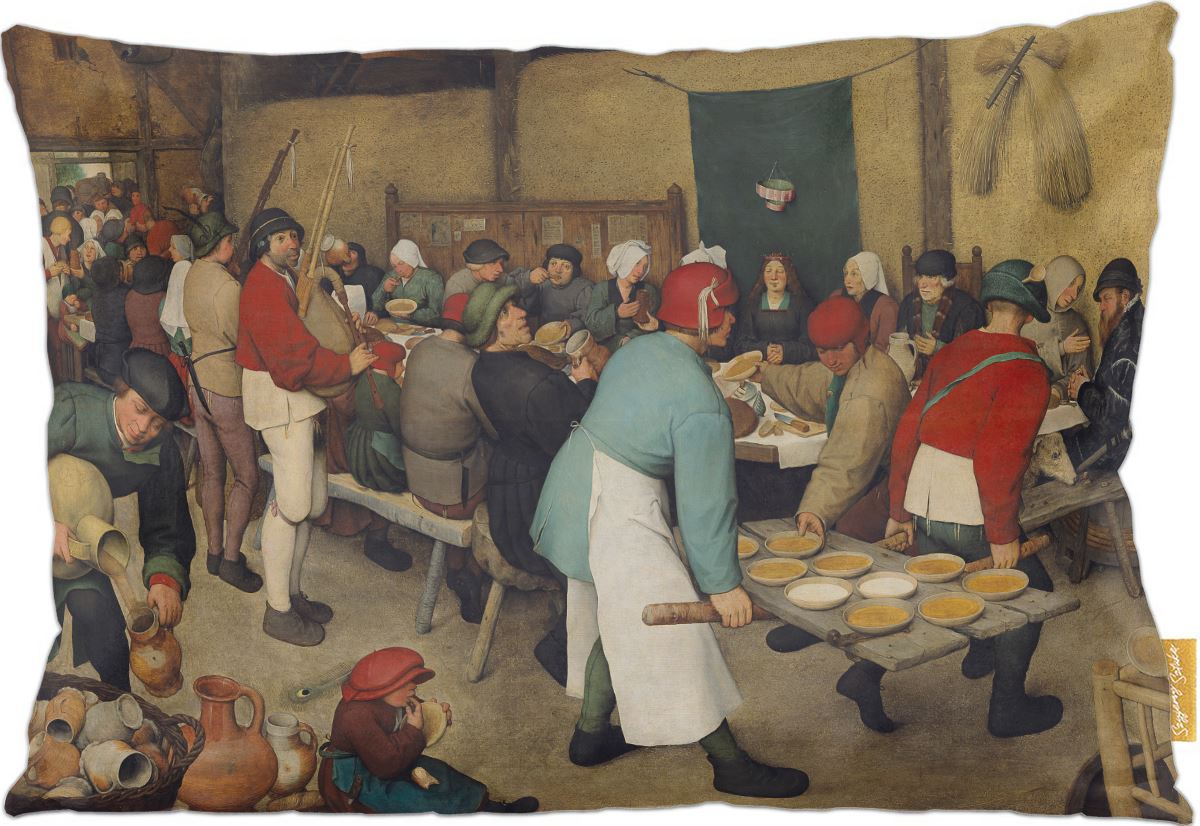 Poduszka dekoracyjna na prezent z obrazem Chłopskie wesele Pieter Bruegel starszy Szyjemy Sztukę