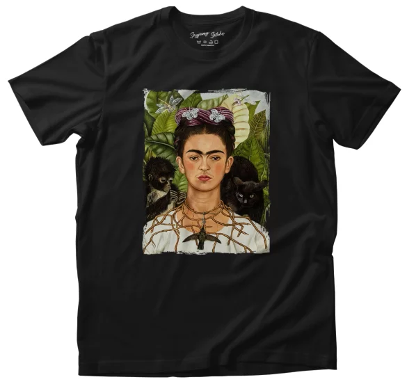 Koszulka Autoportret z cierniowym naszyjnikiem i kolibrem Frida Kahlo