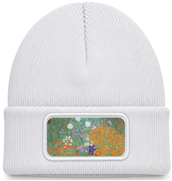 Czapka zimowa Flower garden Gustav Klimt – biała