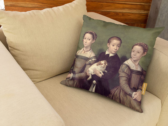 Poduszka Troje dzieci z psem Sofonisba Anguissola