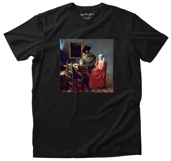 Koszulka z naszywką Kieliszek Wina Jan Vermeer