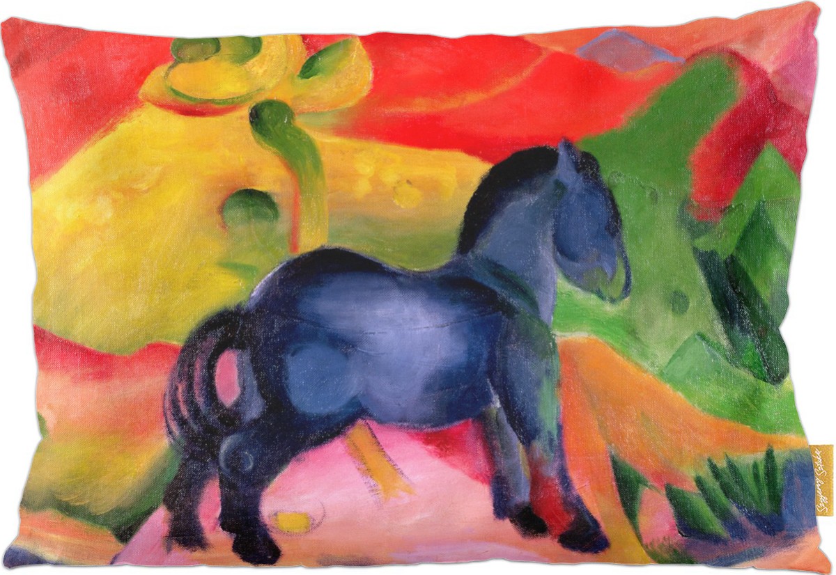Poduszka dekoracyjna na prezent z obrazem Mały niebieski koń Franz Marc Szyjemy Sztukę