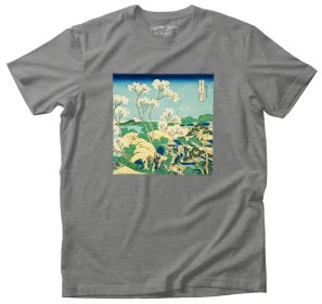 Koszulka z nadrukiem Wzgórze Goten w Shinagawa nad Tokaido Katsushika Hokusai