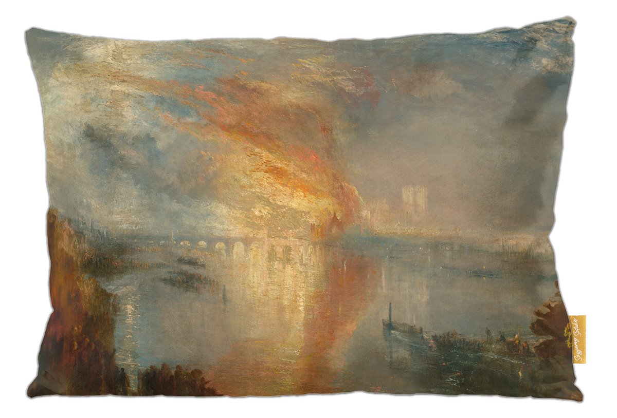 Poduszka dekoracyjna na prezent z obrazem Spalenie Parlamentu William Turner Szyjemy Sztukę