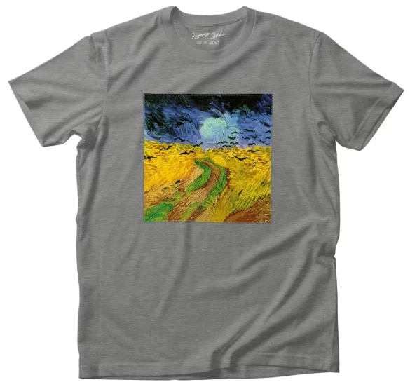 Koszulka z naszywką Pole pszenicy z krukami Vincent Van Gogh