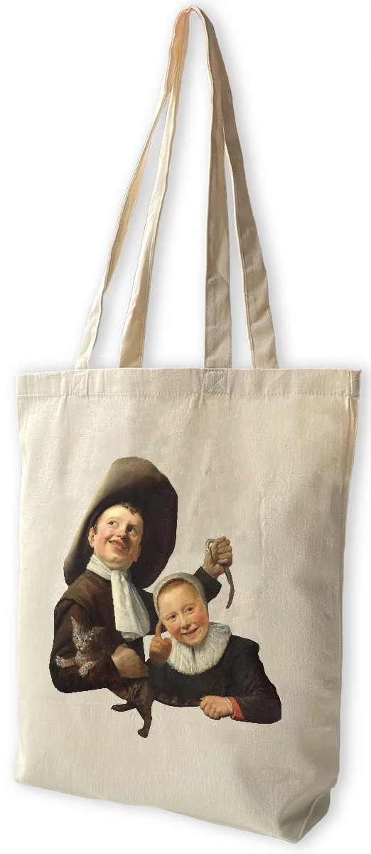 Torba bawełniana Chłopiec i dziewczynka z kotem i węgorzem Judith Leyster
