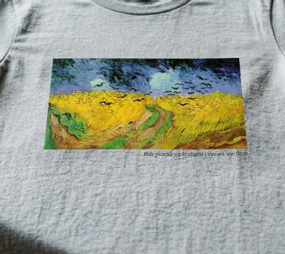 Koszulka z nadrukiem Pole pszenicy z krukami Vincent Van Gogh