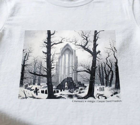 Koszulka z nadrukiem Cmentarz w śniegu Caspar David Friedrich