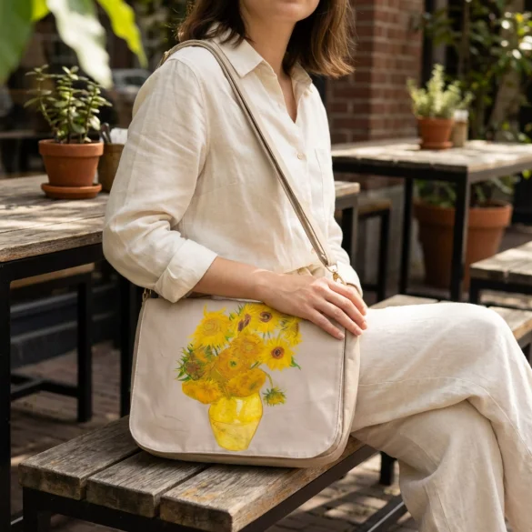 Torebka damska welurowa Martwa natura: wazon z piętnastoma słonecznikami Vincent Van Gogh