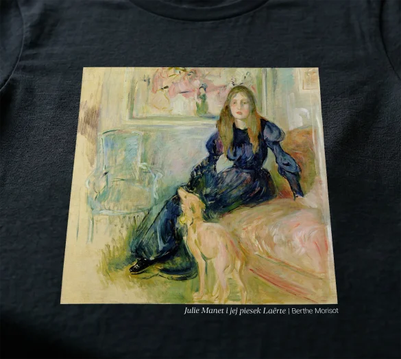 Koszulka z nadrukiem Julie Manet i jej piesek Laërte Berthe Morisot