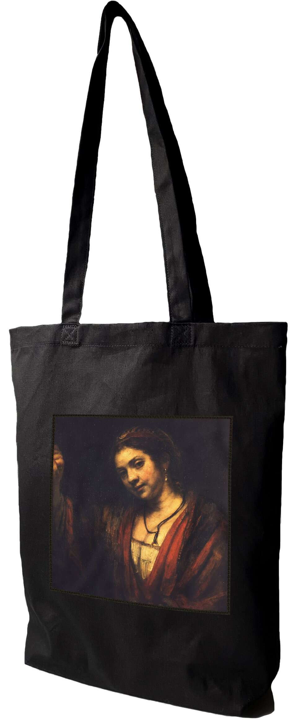 Torba z naszywką Portret Hendrickje Stoffels Rembrandt, Czarna