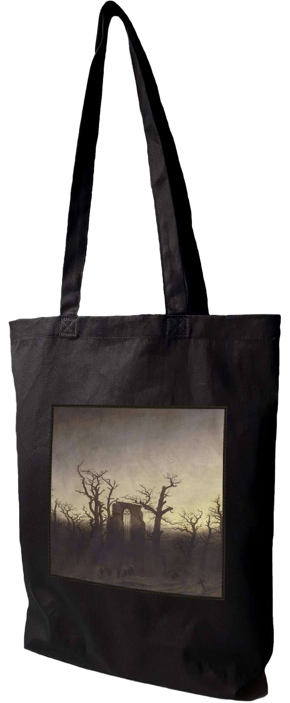 Torba z naszywką Opactwo w dębowym lesie Caspar David Friedrich, Czarna