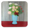 Still life of flowers in a blue vase