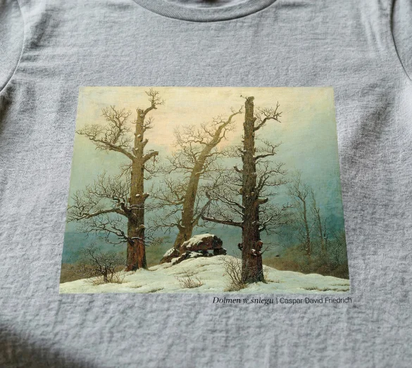 Koszulka z nadrukiem Dolmen w śniegu Caspar David Friedrich