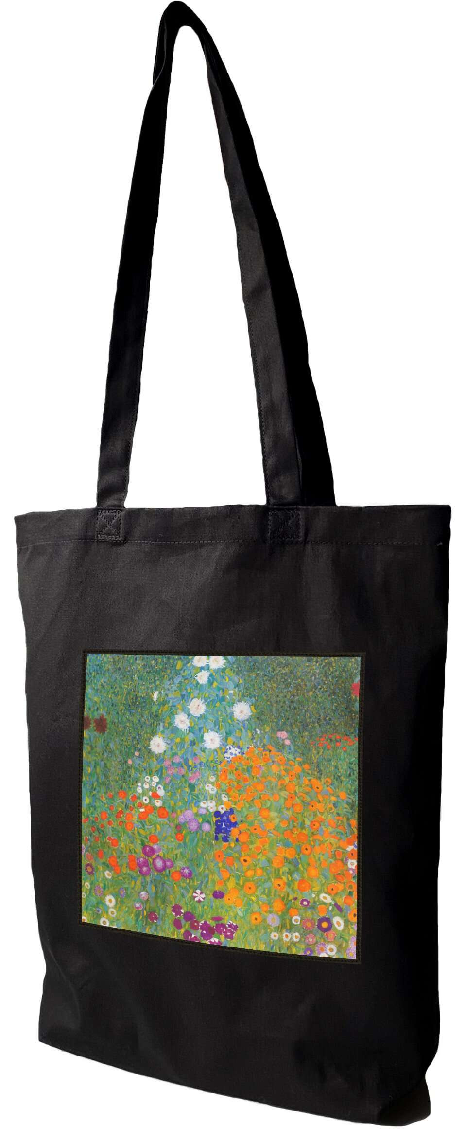 Torba z naszywką Flower garden Gustav Klimt, Czarna