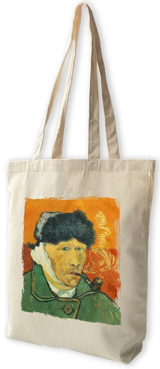 Torba bawełniana Autoportret z zabandażowanym uchem Vincent Van Gogh, Biała