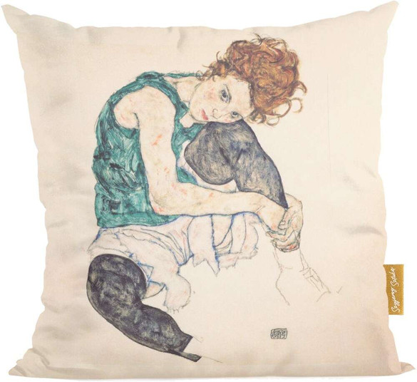 Poduszka Siedząca kobieta z podniesionym kolanem Egon Schiele