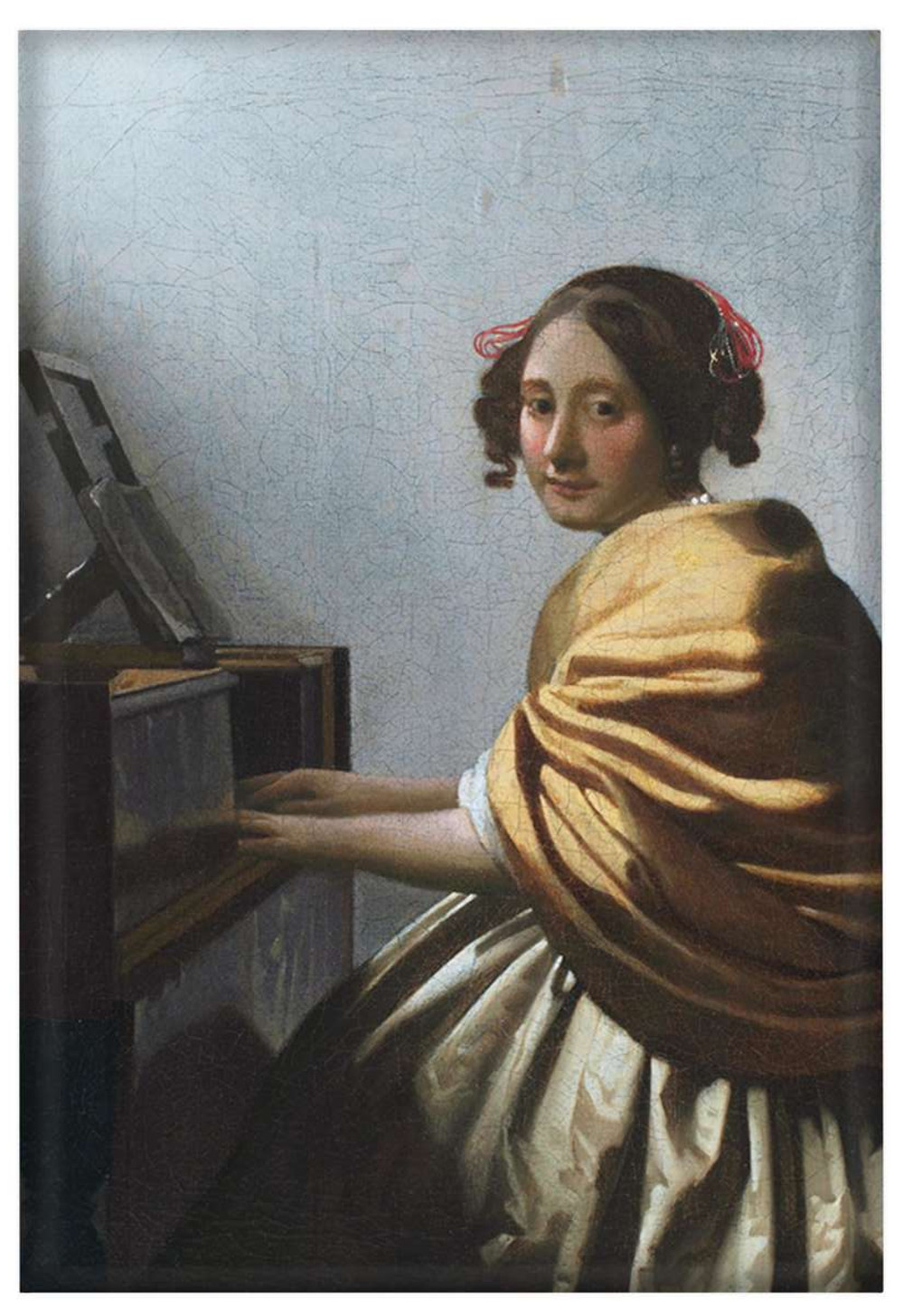 Magnes Młoda kobieta siedząca przy dziedzińcu Jan Vermeer