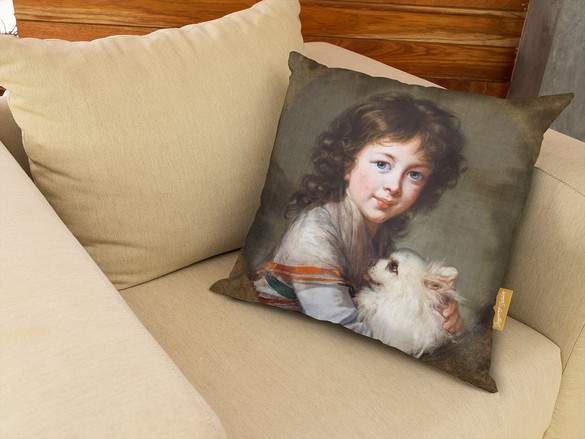 Poduszka Portret Elżbiety Mniszchówny z pieskiem Élisabeth Vigée-Lebrun