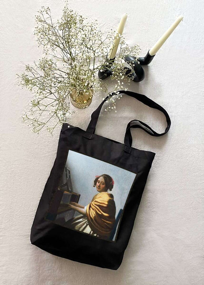 Torba z naszywką Młoda kobieta siedząca przy dziedzińcu Jan Vermeer