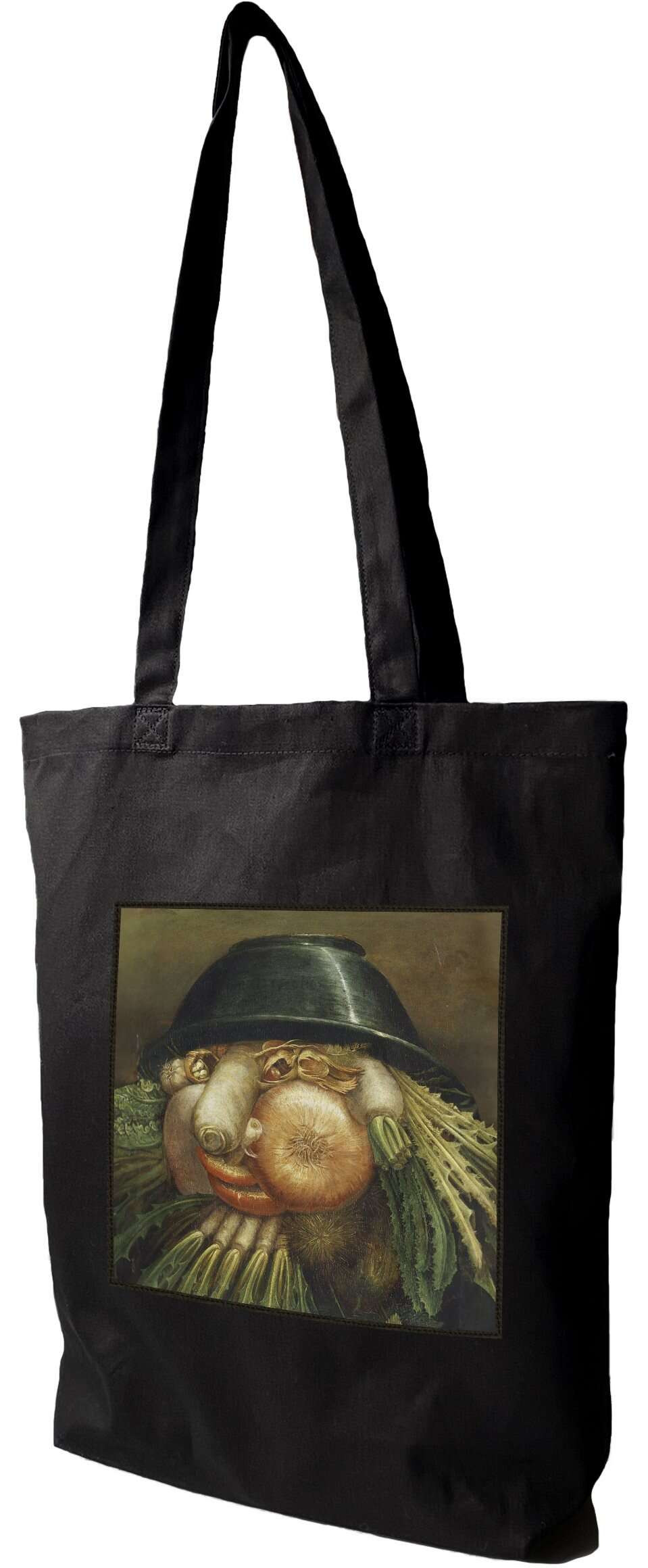 Torba z naszywką Misa warzyw Giuseppe Arcimboldo, Czarna