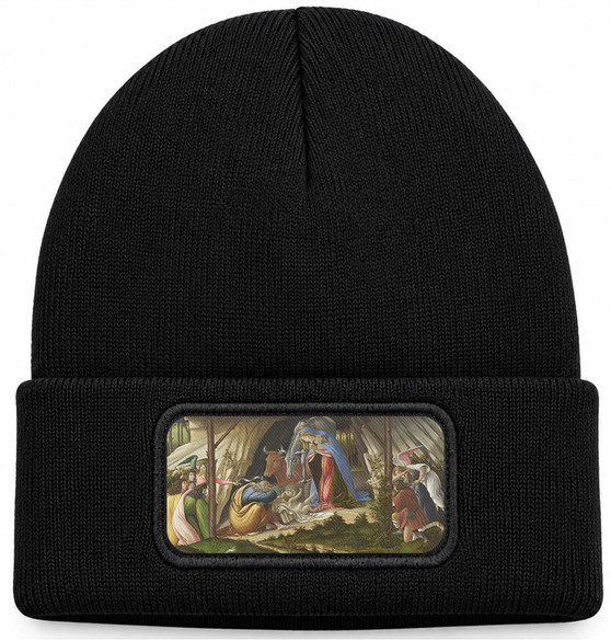 Czapka zimowa Mistyczne narodzenie Sandro Botticelli – czarna