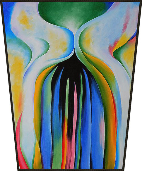 Ekran Szare linie z czarnym, niebieskim i żółtym Georgia O’Keeffe