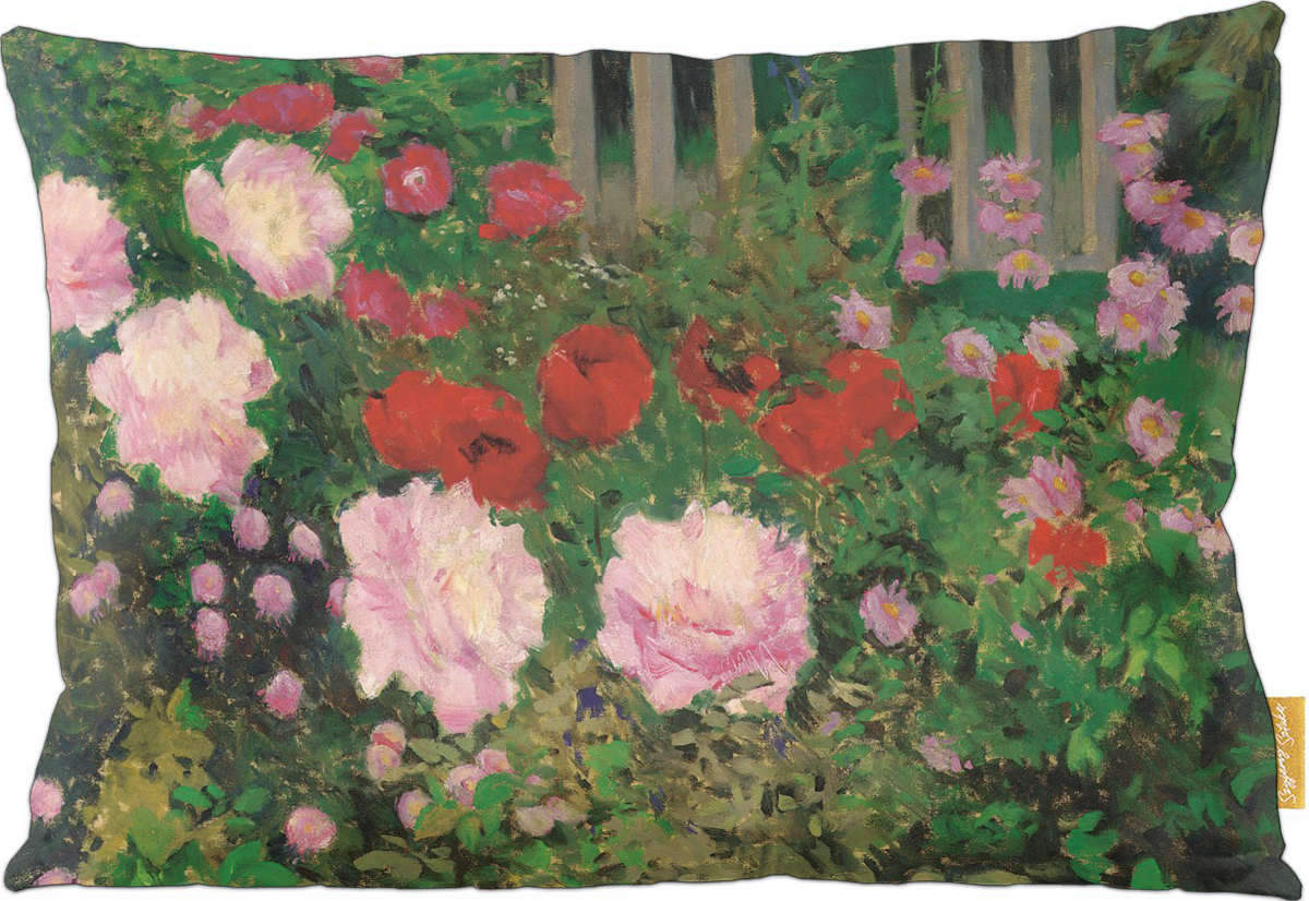 Poduszka dekoracyjna na prezent z obrazem Kwitnące kwiaty na ogrodzeniu ogrodu Koloman Moser Szyjemy Sztukę
