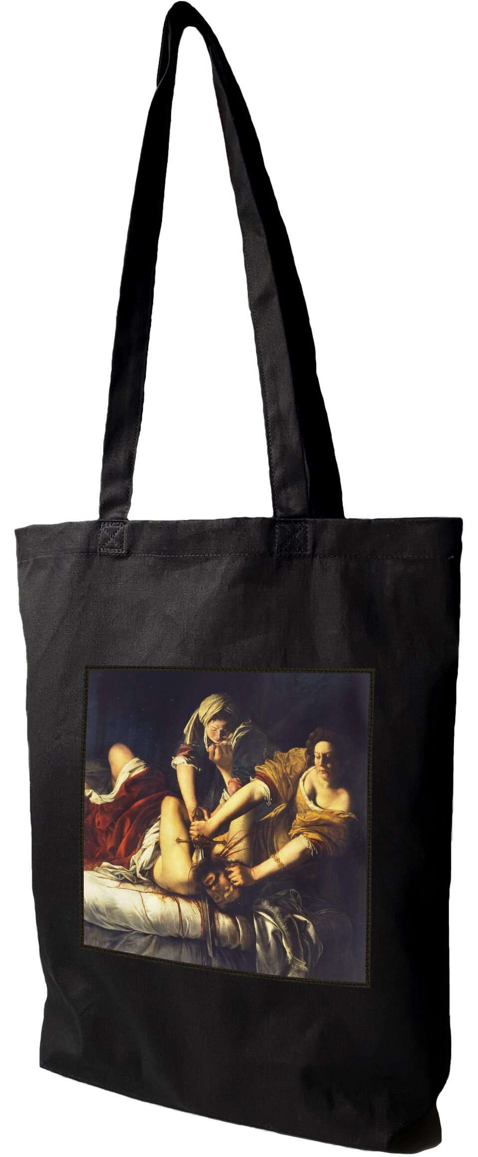 Torba z naszywką Judyta odcinająca głowę Holofernesowi Artemisia Gentileschi, Czarna