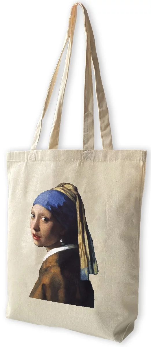 Torba bawełniana Dziewczyna z perłą Jan Vermeer, Biała