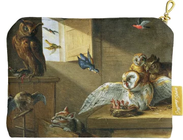 Kosmetyczka mini Rodzina sów, innych ptaków i kota Jan van Kessel (starszy)