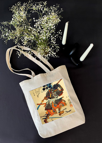 Torba z naszywką Samuraj Kiyokazu z naginatą Utagawa Kuniyoshi