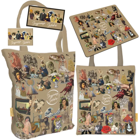 Zestaw prezentowy Szyjemy Sztukę shopper + torba + podkładka + magnes + naszywka