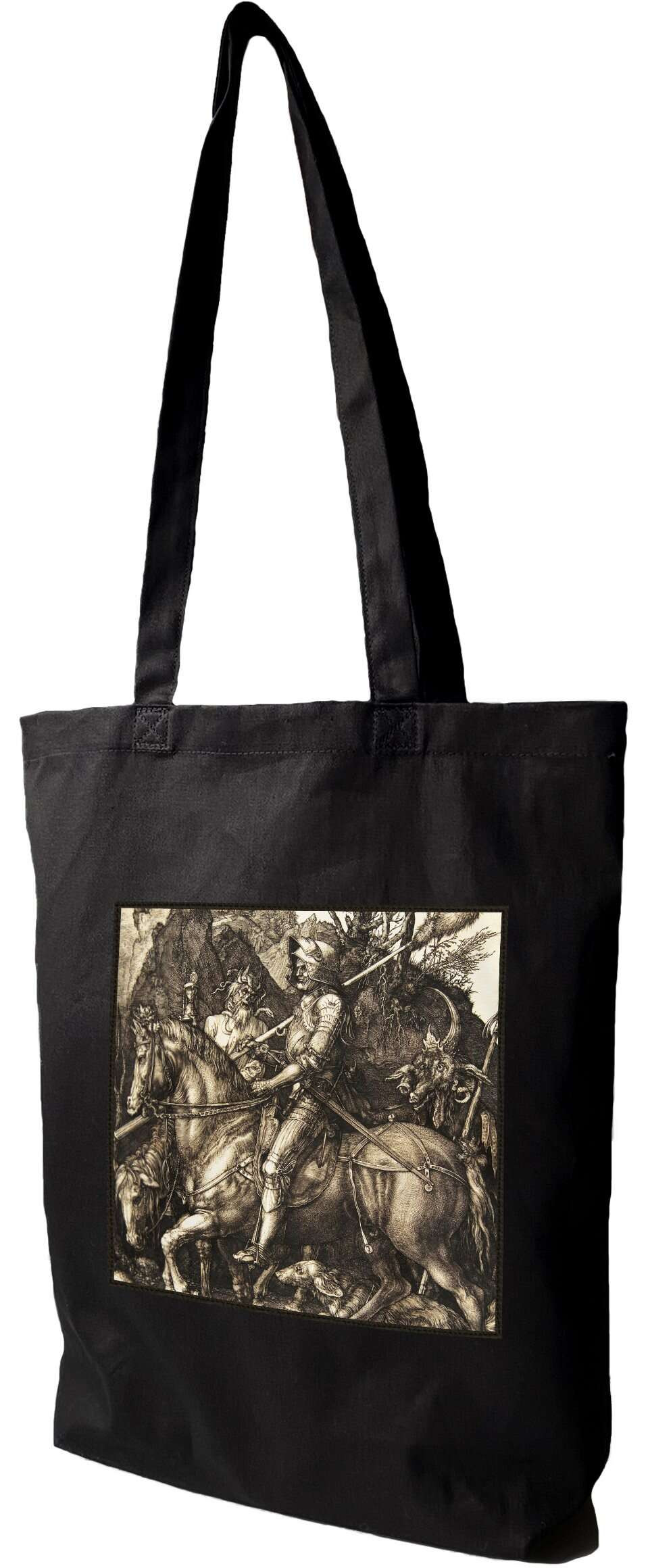 Torba z naszywką Rycerz, Śmierć i Diabeł Albrecht Dürer, Czarna