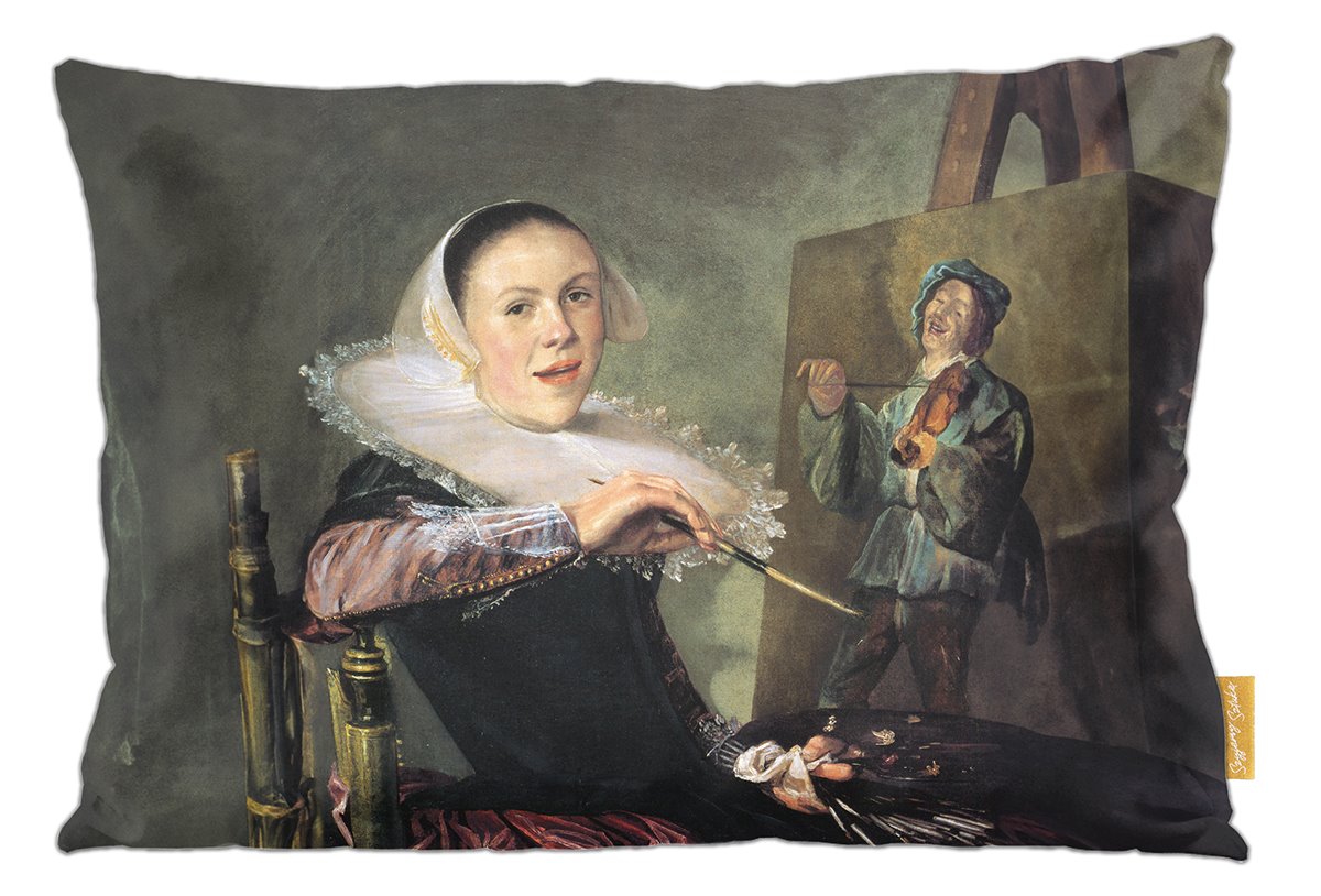 Poduszka dekoracyjna na prezent z obrazem Autoportret Judith Leyster Szyjemy Sztukę