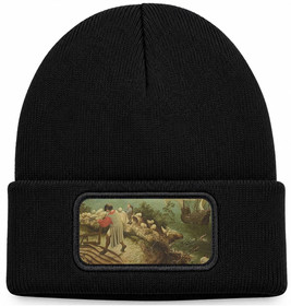 Czapka zimowa Pejzaż z upadkiem Ikara Pieter Bruegel starszy – czarna