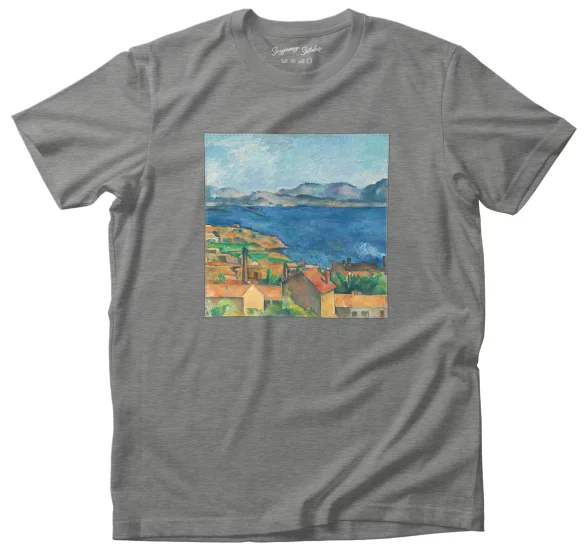 Koszulka z naszywką Zatoka Marsylii widziana z L Estaque 1885 Paul Cezanne