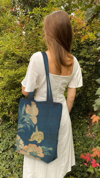 Torba na ramię shopper Kanarek i piwonia Katsushika Hokusai