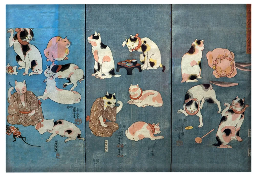 Magnes Przysłowia Ilustrowane przez Koty Utagawa Kuniyoshi