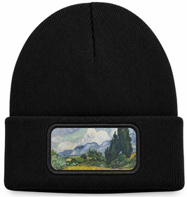Czapka zimowa Pole pszenicy z cyprysami Vincent Van Gogh – czarna