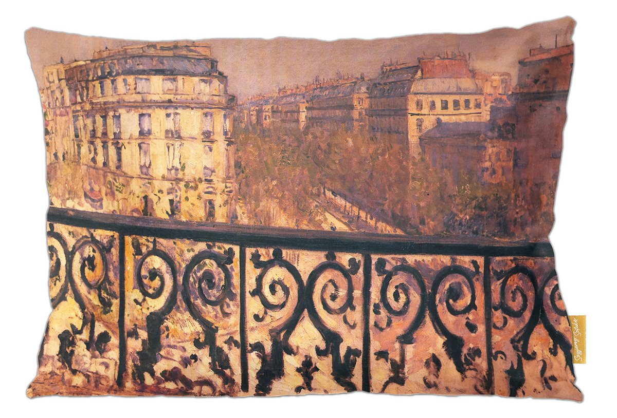 Poduszka dekoracyjna na prezent z obrazem Balkon w Paryżu Gustave Caillebotte Szyjemy Sztukę