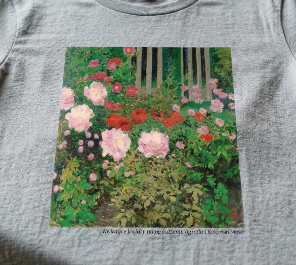 Bluzka damska Kwitnące kwiaty na ogrodzeniu ogrodu Koloman Moser