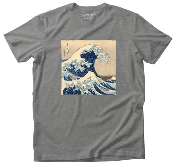 Koszulka z naszywką Wielka fala w Kanagawie Hokusai Katsushika