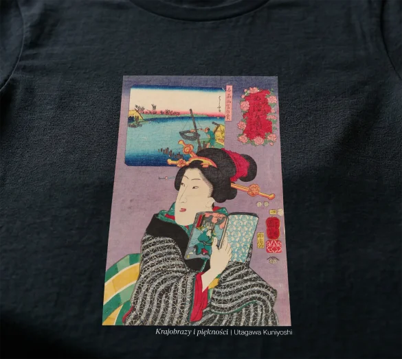 Koszulka z nadrukiem Krajobrazy i piękności Utagawa Kuniyoshi