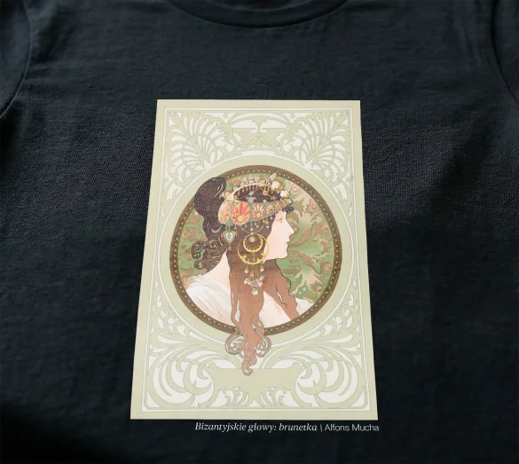 Bluzka damska Bizantyjskie głowy: brunetka Alfons Mucha