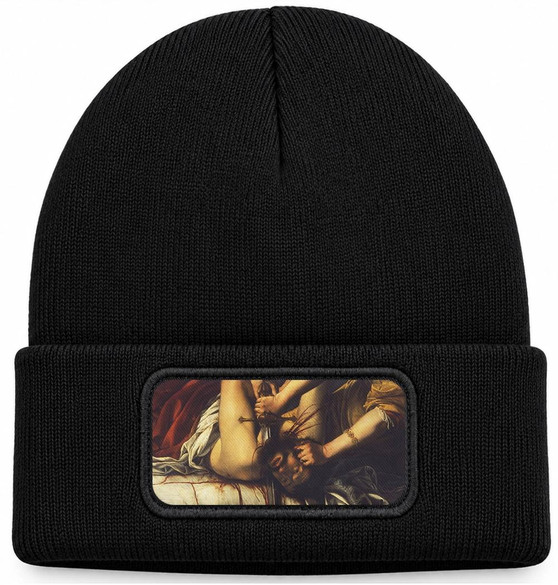 Czapka zimowa Judyta odcinająca głowę Holofernesowi Artemisia Gentileschi – czarna