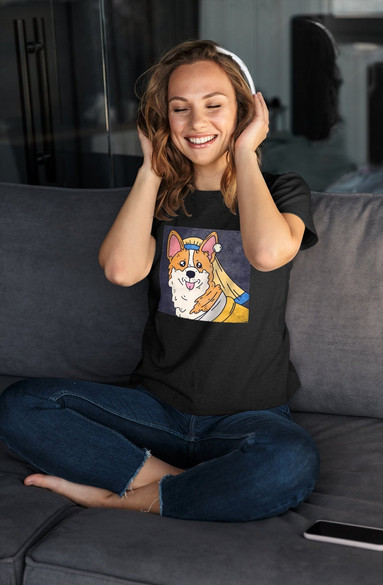 Bluzka damska z naszywką DOG PARODY: Dziewczyna z perłą 