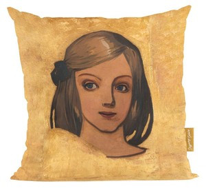 Poduszka Główka dziewczynki na złotym tle Józef Mehoffer